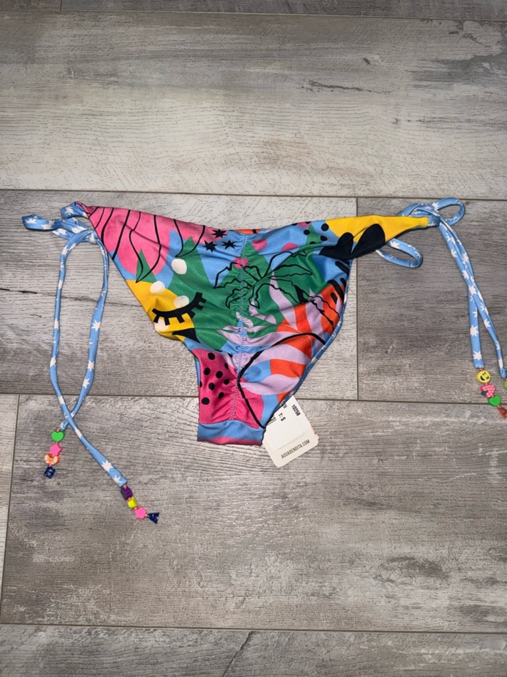 Agua Bendita Multicolor Tie-Side Bikini Bottom - Size Small NWT - Picture 2 of 2
